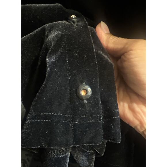 Ronni Nicole By Ouida Vintage Velvet Croppped Button Blouse Satin Collar & Cuffs - Picture 9 of 9